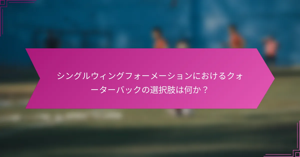 シングルウィングフォーメーションにおけるクォーターバックの選択肢は何か？